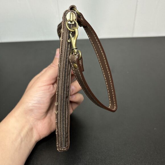 Fossil Small Wristlet Wallet With Embellishments Stripes Brown 6 x 4 Inches - Picture 10 of 11